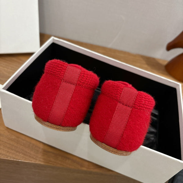 Celine 25 Ballerine Rouge Mélange Laine Tricotée 541481