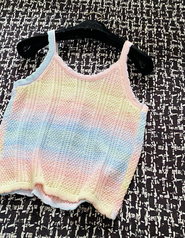 Celine 25 Sleeveless Knitted Top Pastel Colorful Wool