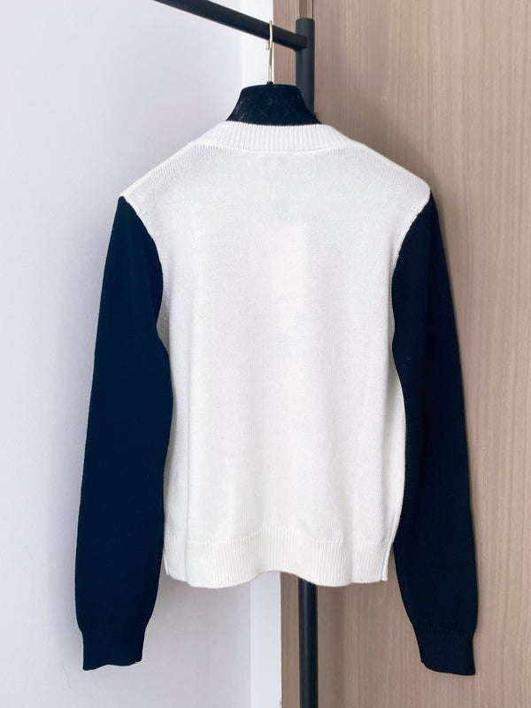 Chanel 2025 Pull Nœud Mélange Blanc Bleu Laine 99230