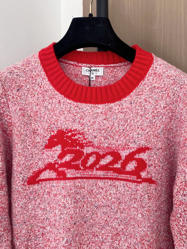 Pull Chanel 2025 Laine Cachemire Rose et Rouge