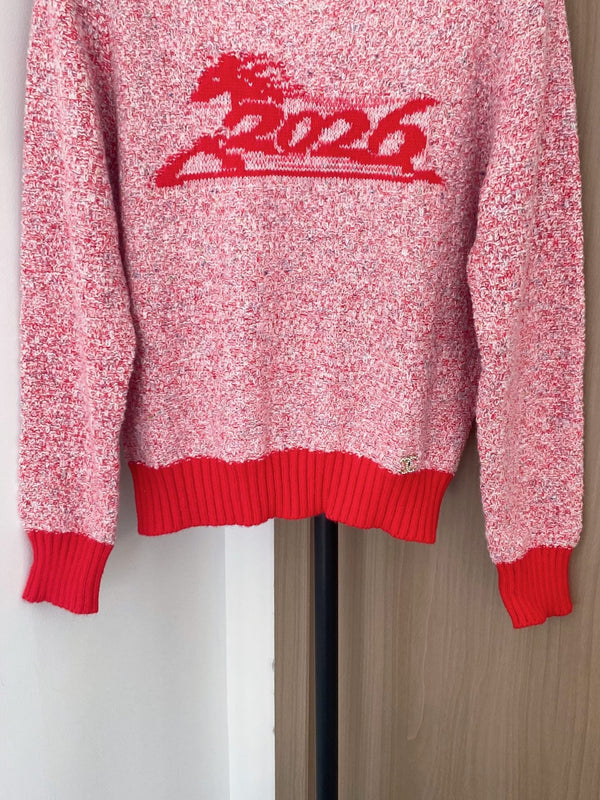 Pull Chanel 2025 Laine Cachemire Rose et Rouge