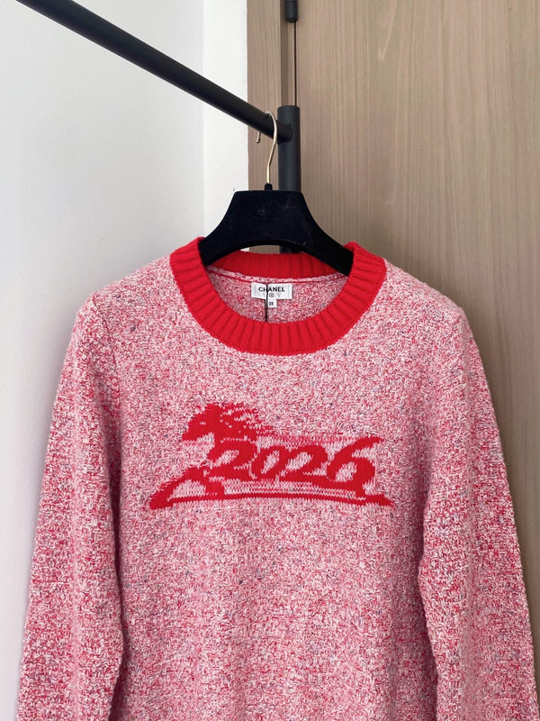 Pull Chanel 2025 Laine Cachemire Rose et Rouge