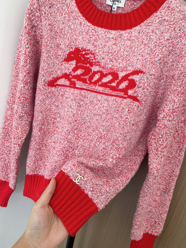 Pull Chanel 2025 Laine Cachemire Rose et Rouge