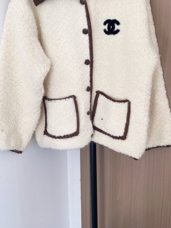 Chanel 2025 Cardigan Laine mélangée Blanche et Marron