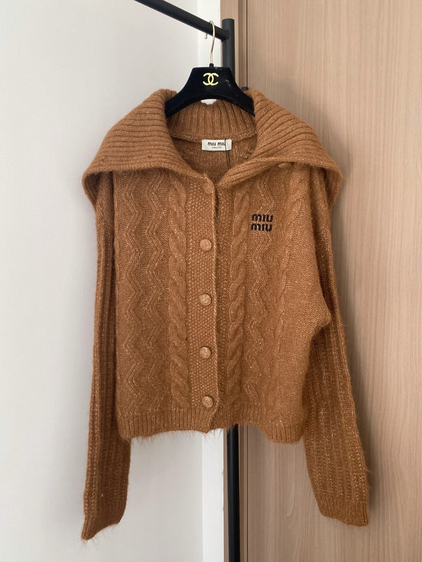 Miumiu 2025 Cardigan Brown Wool Polyester