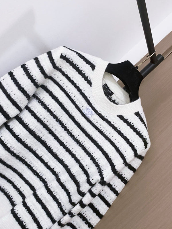 Chanel 2025 Pull Rayé Manches Longues Laine 727133
