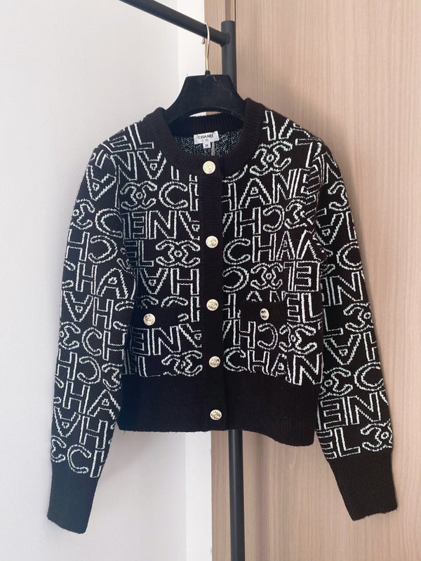 Chanel Cardigan 2025 Marron mélangé Blanc Cachemire 88260