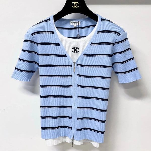 CC 2026 Blue Knit Short-Sleeve Cardigan Tencel 353621