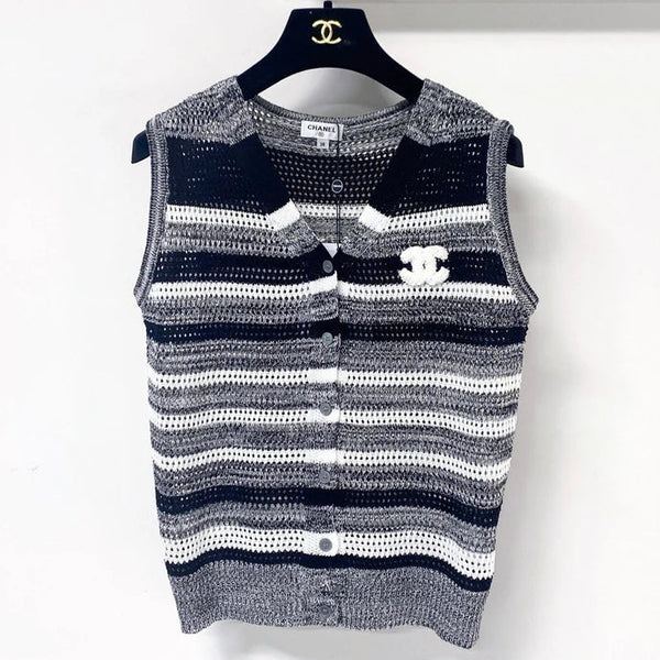 CC 2026 Strips Knit Button-Up Vets Grey Cotton 405725