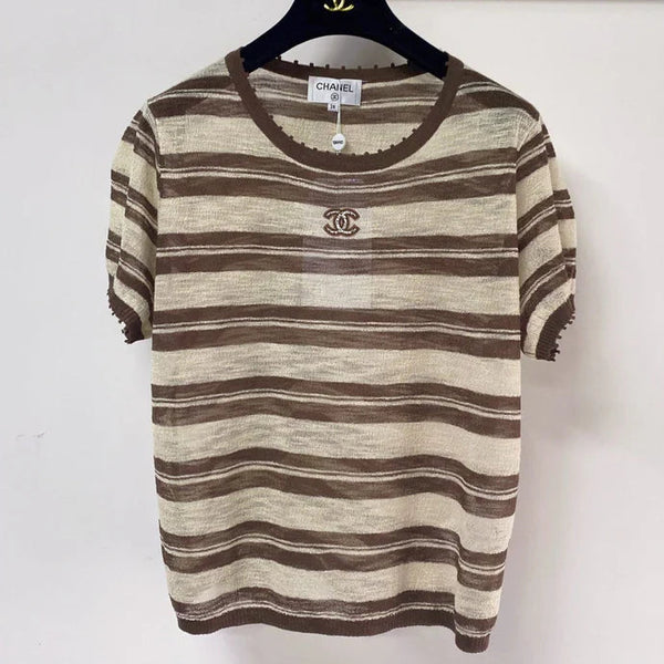 CC 2026 Short-Sleeve Knit Brown Wool Laine 463562