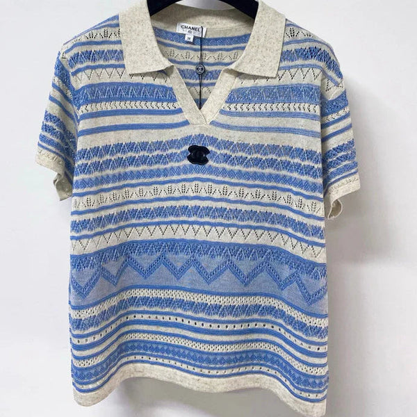 CC 2026 Strips Short-Sleeved Shirt Blue Flax Lelin 479950