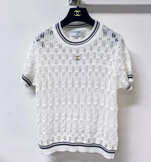 CC 2026 White And Black Short-Sleeved Shirt Wool 479934