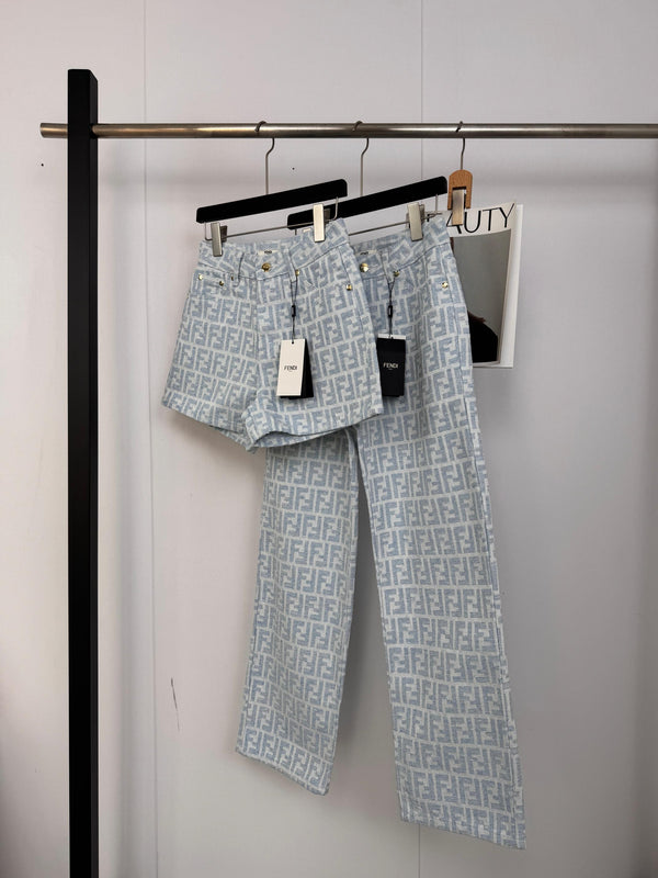 FF Light Blue Monogram Denim Jean