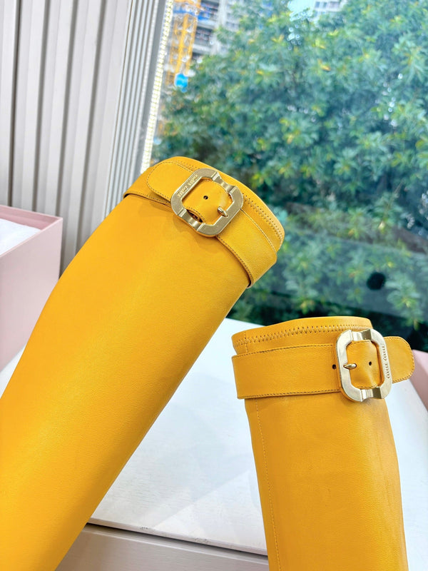 Miu Boots With Buckle Yellow Nappa Leather 506634