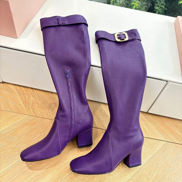 Miu Boots With Buckle Purple Nappa Leather 506635