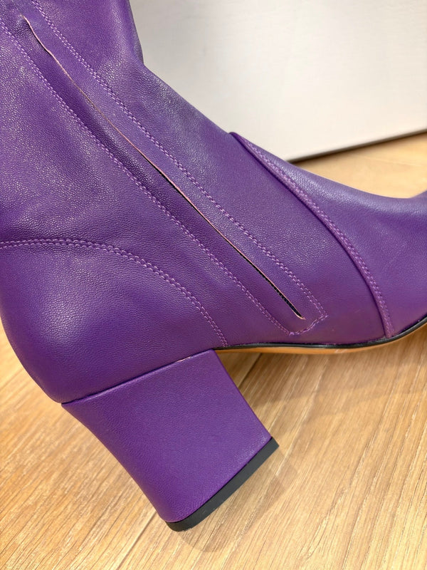 Miu Boots With Buckle Purple Nappa Leather 506635