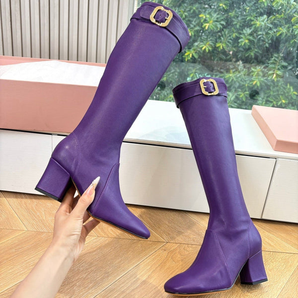 Miu Boots With Buckle Purple Nappa Leather 506635