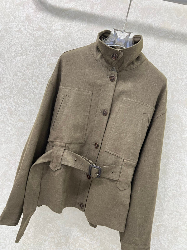 LP 25 Jacket With Belt Khaki Linen Wool 309236