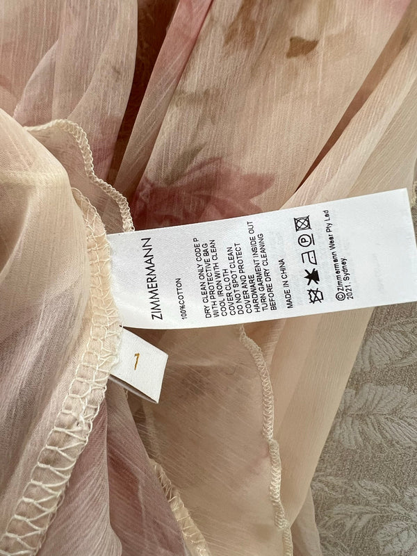 Robe longue Zimmermann Hypnotic Frill en coton Crème Pivoine 336579