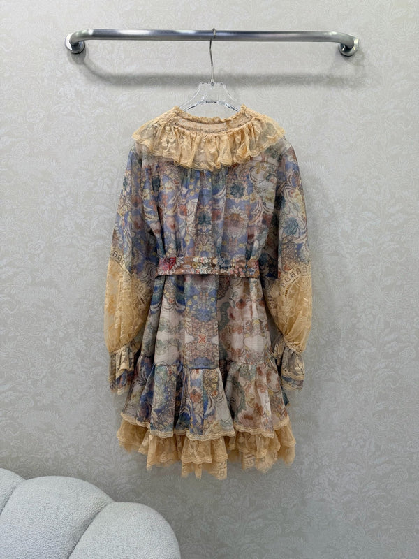Zimmermann Robe Courte à Lacets Rebellion Coton Bleu Clair 335959