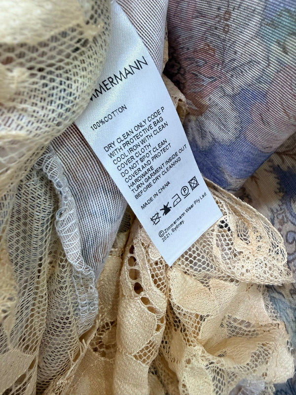 Zimmermann Robe Courte à Lacets Rebellion Coton Bleu Clair 335959