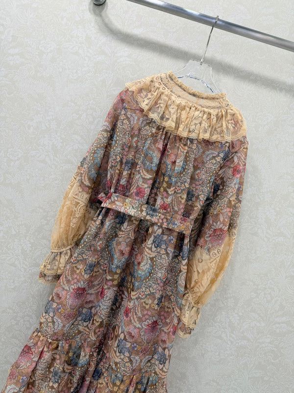 Zimmermann Rebellion Lace-Up Mini Dress Tan Pink Cotton 347314