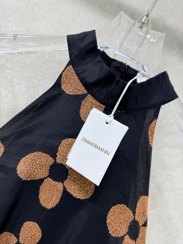 Zimmermann Robe Fleurie Couture en Coton Noir 347347