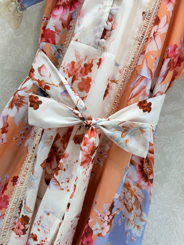 Zimmermann Robe Awaken à bordure en dentelle en coton à imprimé varié 347334