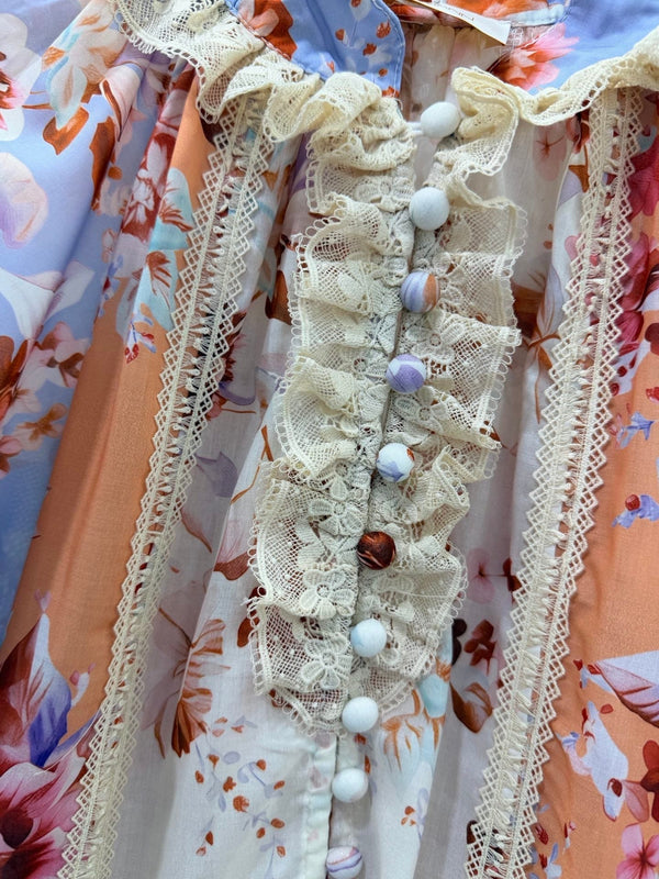 Zimmermann Robe Awaken à bordure en dentelle en coton à imprimé varié 347334