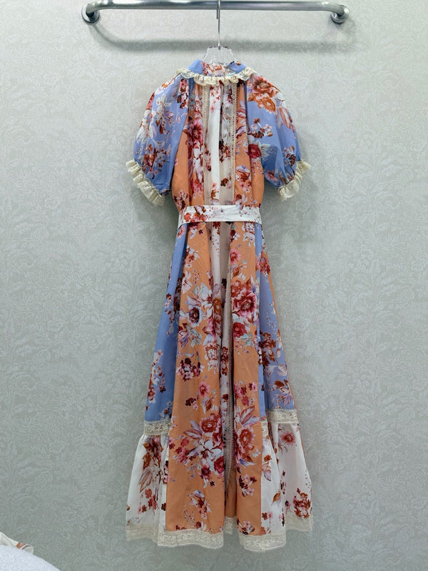 Zimmermann Robe Awaken à bordure en dentelle en coton à imprimé varié 347334