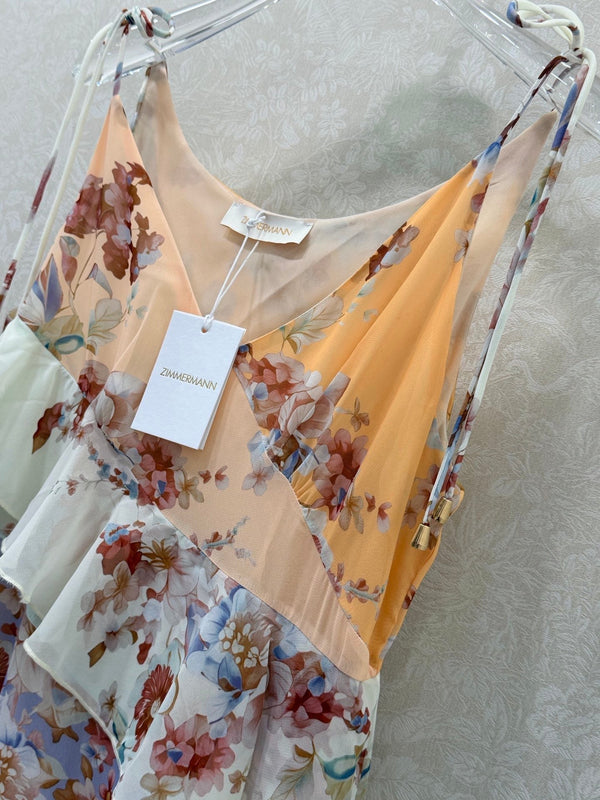 Robe nuisette Zimmermann Awaken à volants en coton imprimé assorti 347332