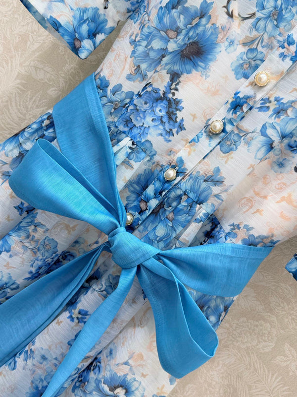Zimmermann Robe Alisa Coton Imprimé Floral Bleu 347322