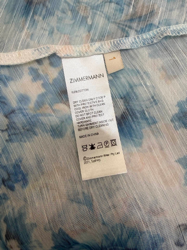 Zimmermann Robe Alisa Coton Imprimé Floral Bleu 347322