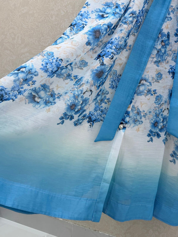 Zimmermann Robe Alisa Coton Imprimé Floral Bleu 347322