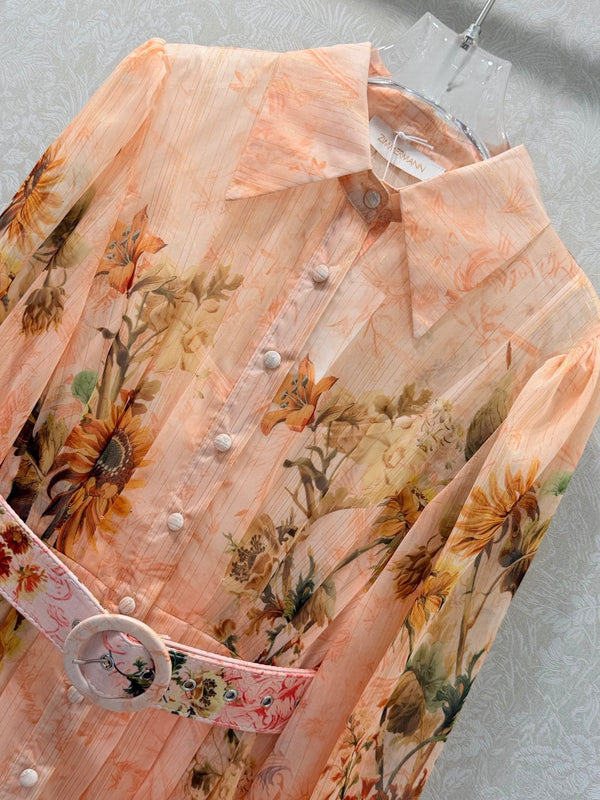 Zimmermann Robe chemise longue ceinturée Afya à imprimé floral en coton 347320