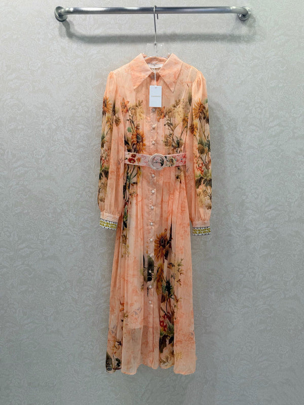 Zimmermann Robe chemise longue ceinturée Afya à imprimé floral en coton 347320