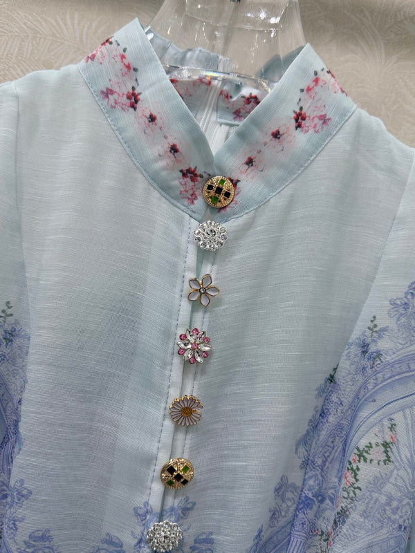 Zimmermann Eden Paisley Shirt Dress Blue Paisley Cotton 347326