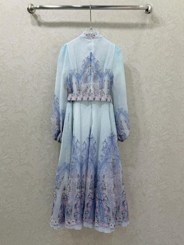 Zimmermann Eden Paisley Shirt Dress Blue Paisley Cotton 347326