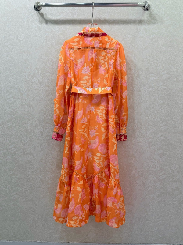 Zimmermann August Pledge Mini Dress Orange Cotton 339890