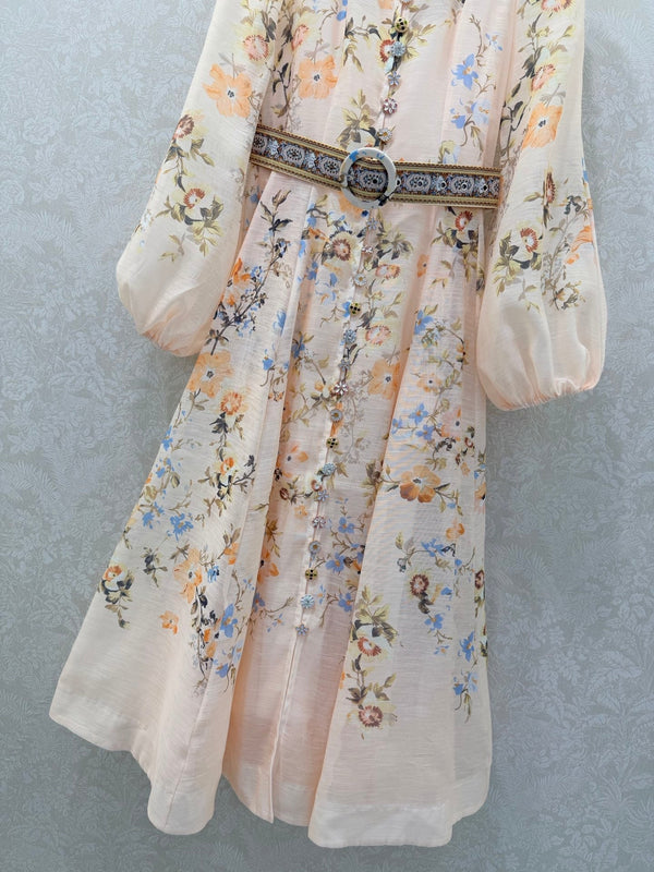 Zimmermann Rebellion Button Midi Dress Cream Aviary Cotton 342125
