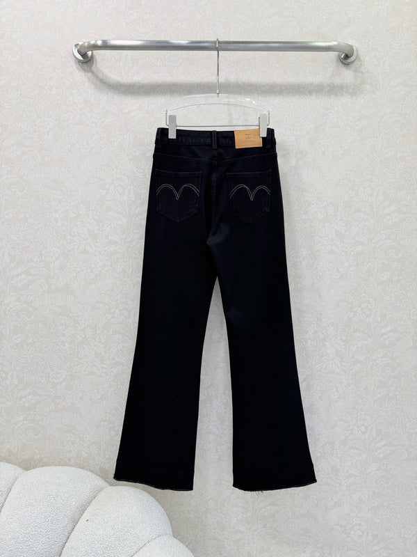 CC 26s Jean Droit Effiloché Noir Coton 352015