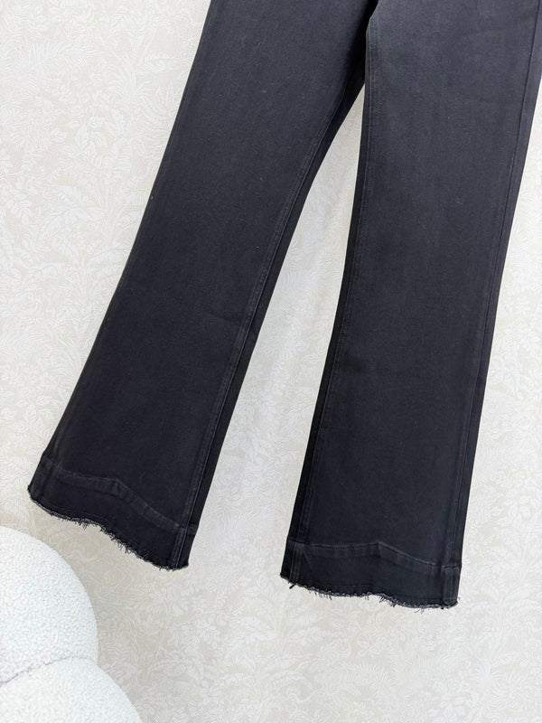 CC 26s Jean Droit Effiloché Noir Coton 352015