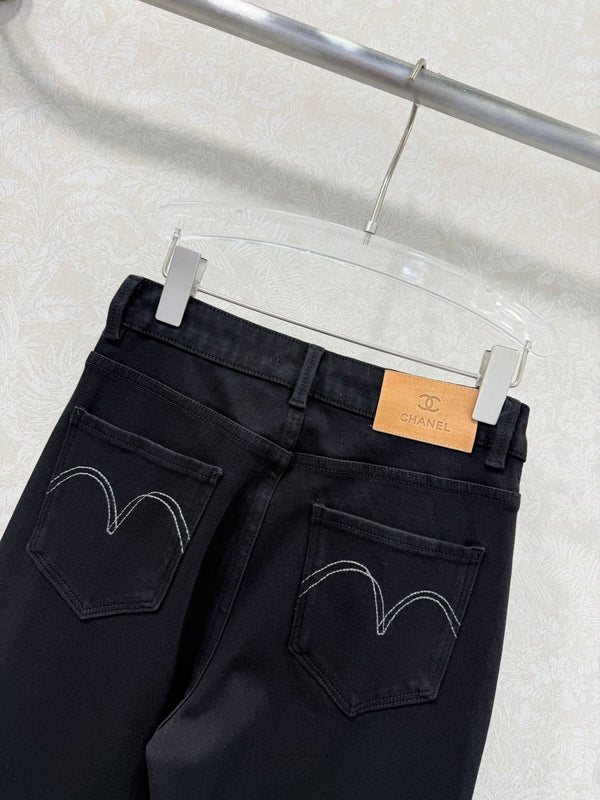 CC 26s Jean Droit Effiloché Noir Coton 352015