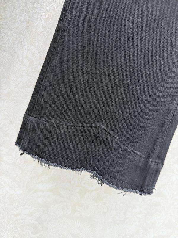 CC 26s Jean Droit Effiloché Noir Coton 352015