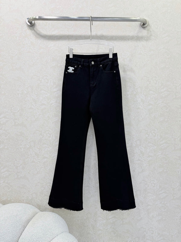 CC 26s Jean Droit Effiloché Noir Coton 352015