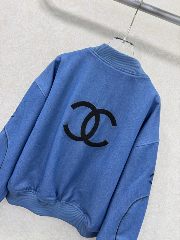CC 26s Veste en jean bleu à col côtelé et rayures 353034
