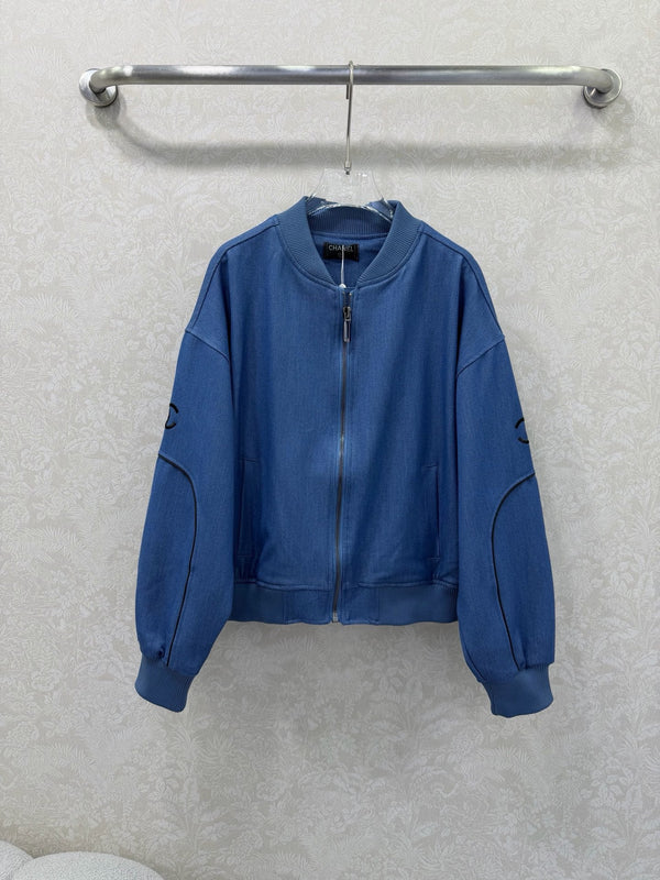 CC 26s Veste en jean bleu à col côtelé et rayures 353034