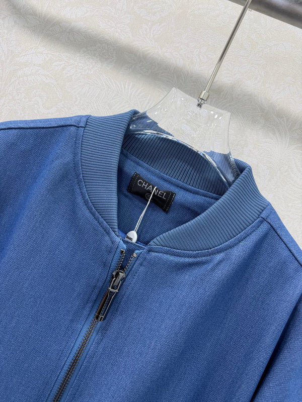 CC 26s Veste en jean bleu à col côtelé et rayures 353034