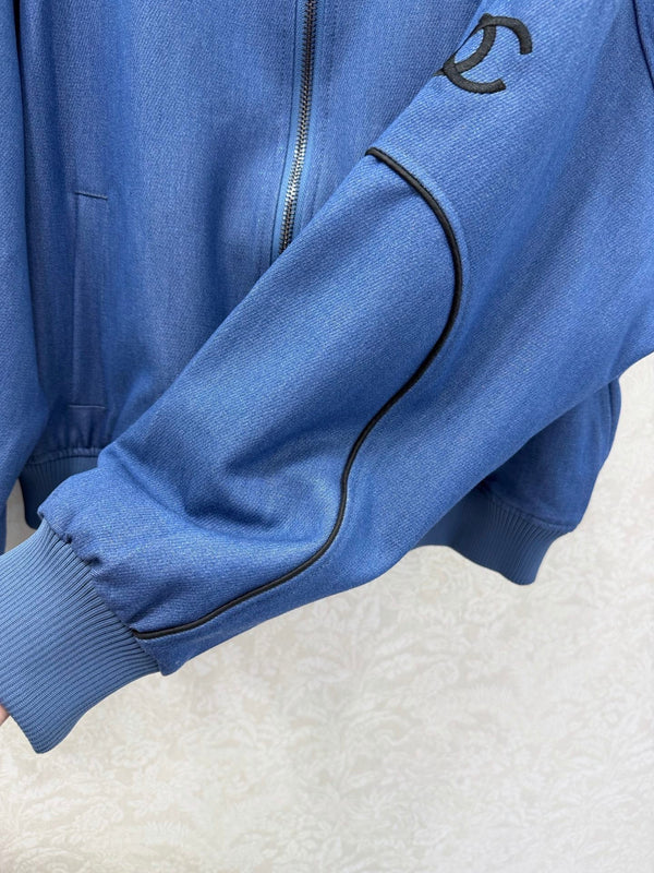 CC 26s Veste en jean bleu à col côtelé et rayures 353034