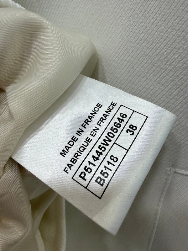 Veste en jean blanc CC 26s à col côtelé et rayures 353032